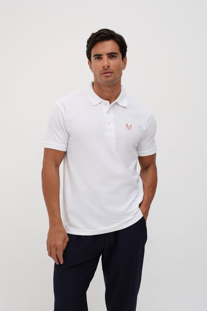Polo signature blanc