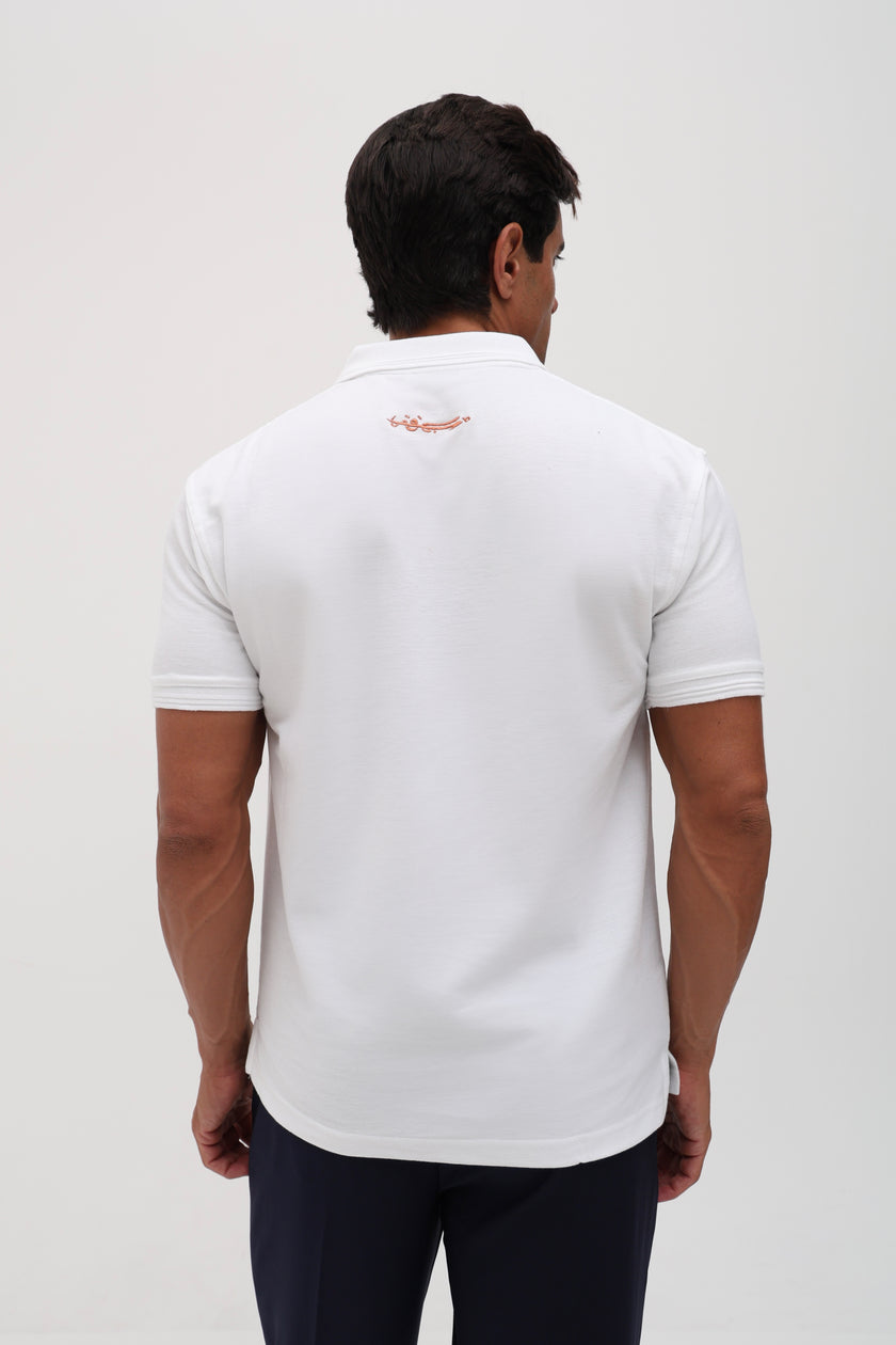 Polo signature blanc