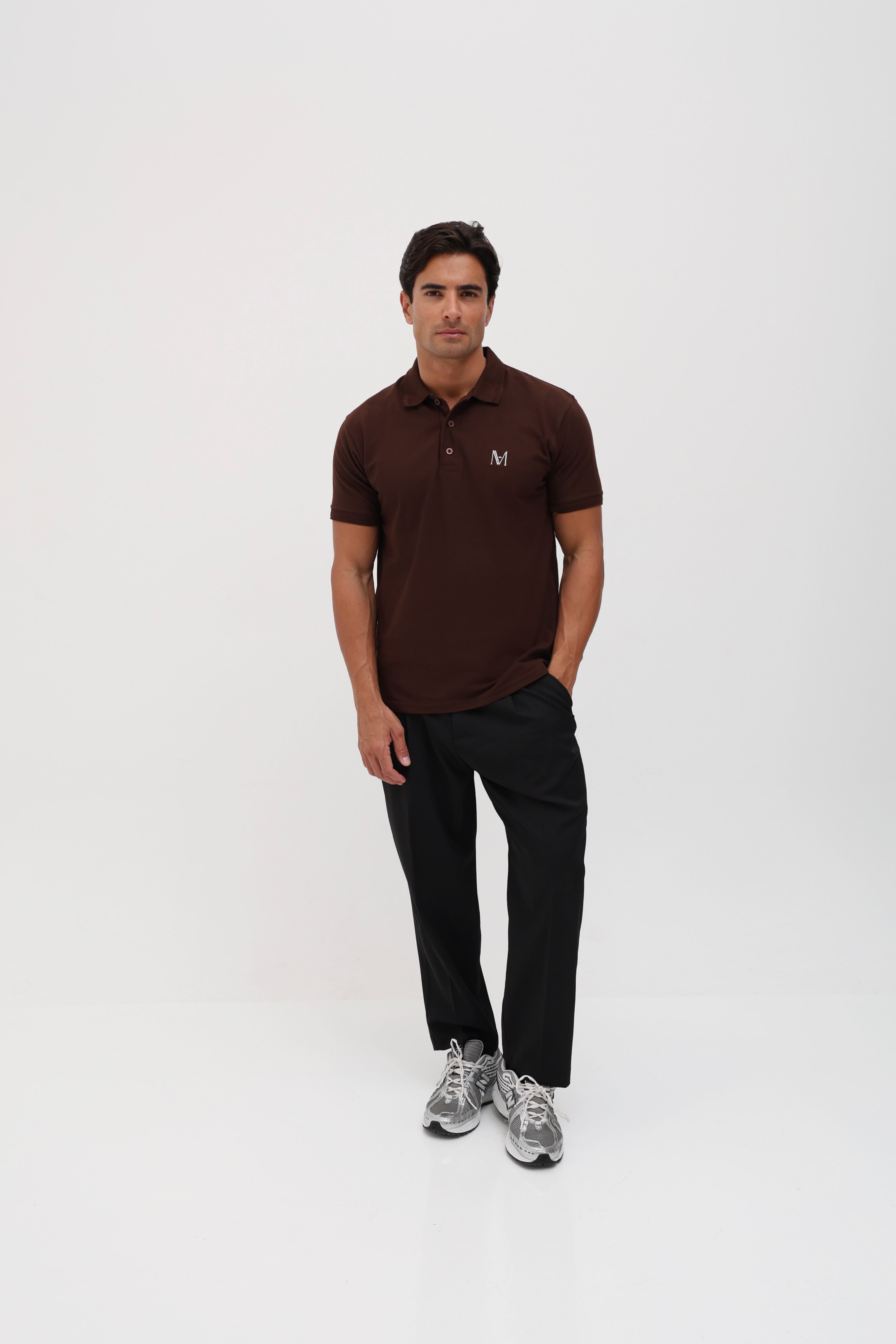 Polo signature marron