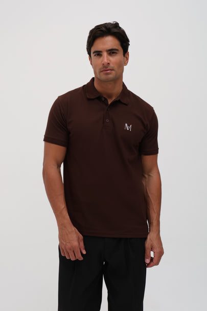 Polo signature marron