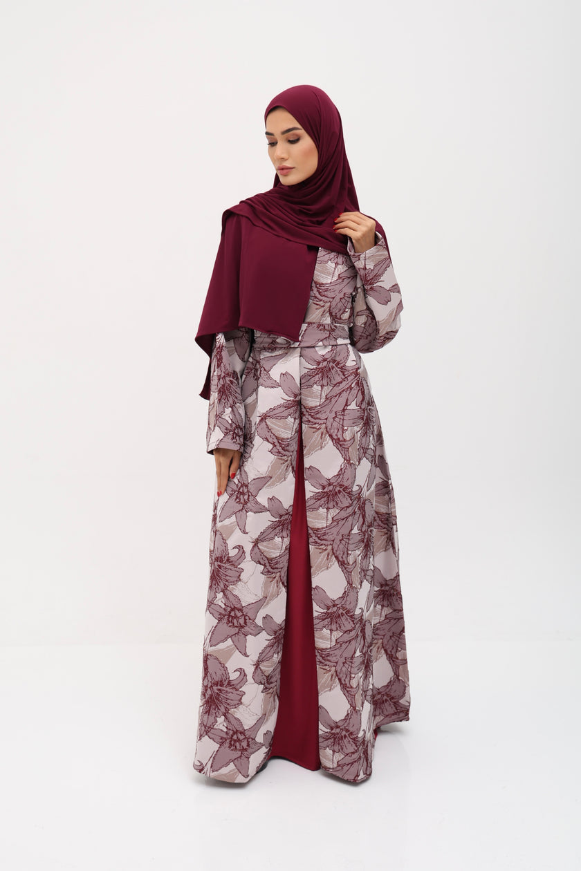 Abaya Zahra rouge bordeaux