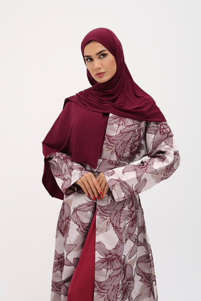 Abaya Zahra rouge bordeaux
