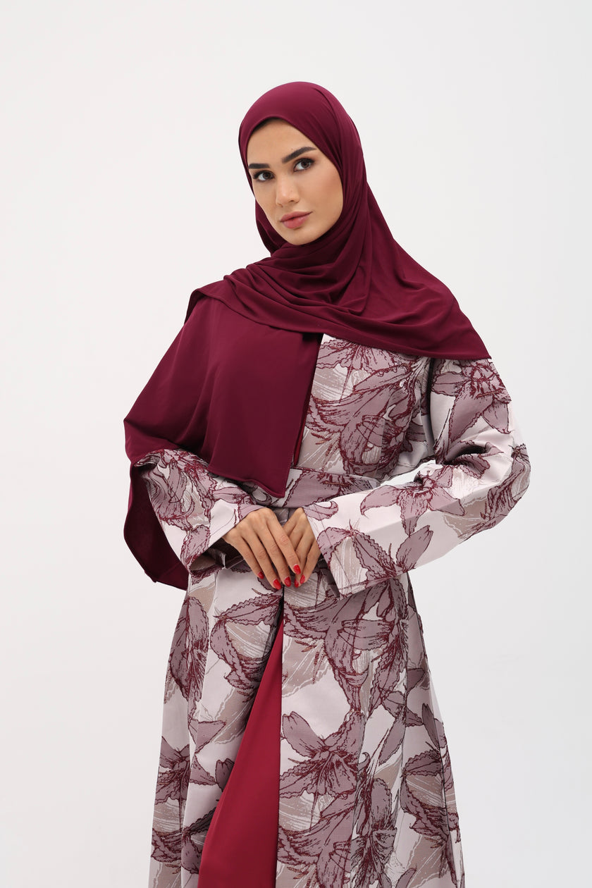 Abaya Zahra rouge bordeaux