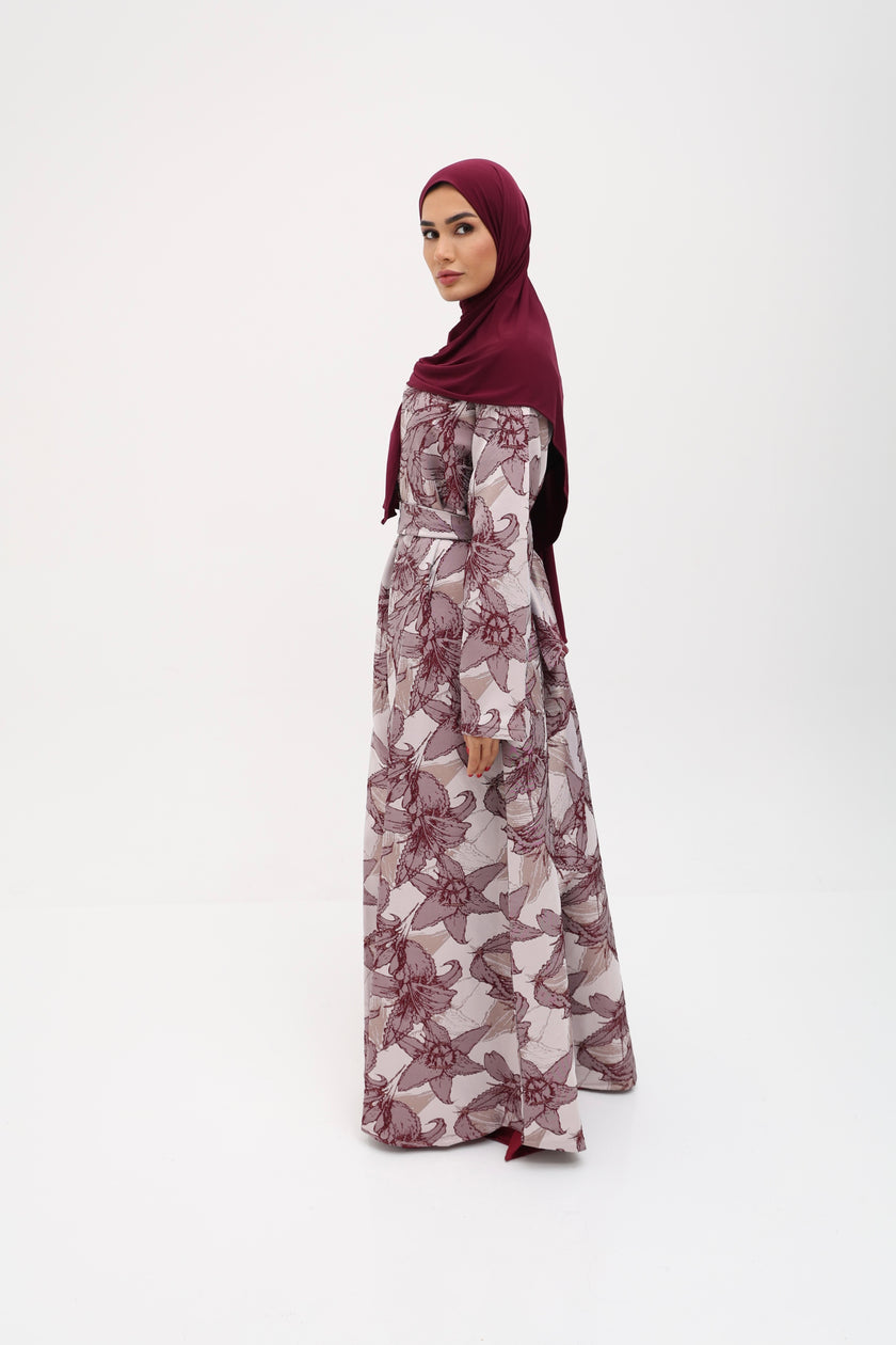 Abaya Zahra rouge bordeaux