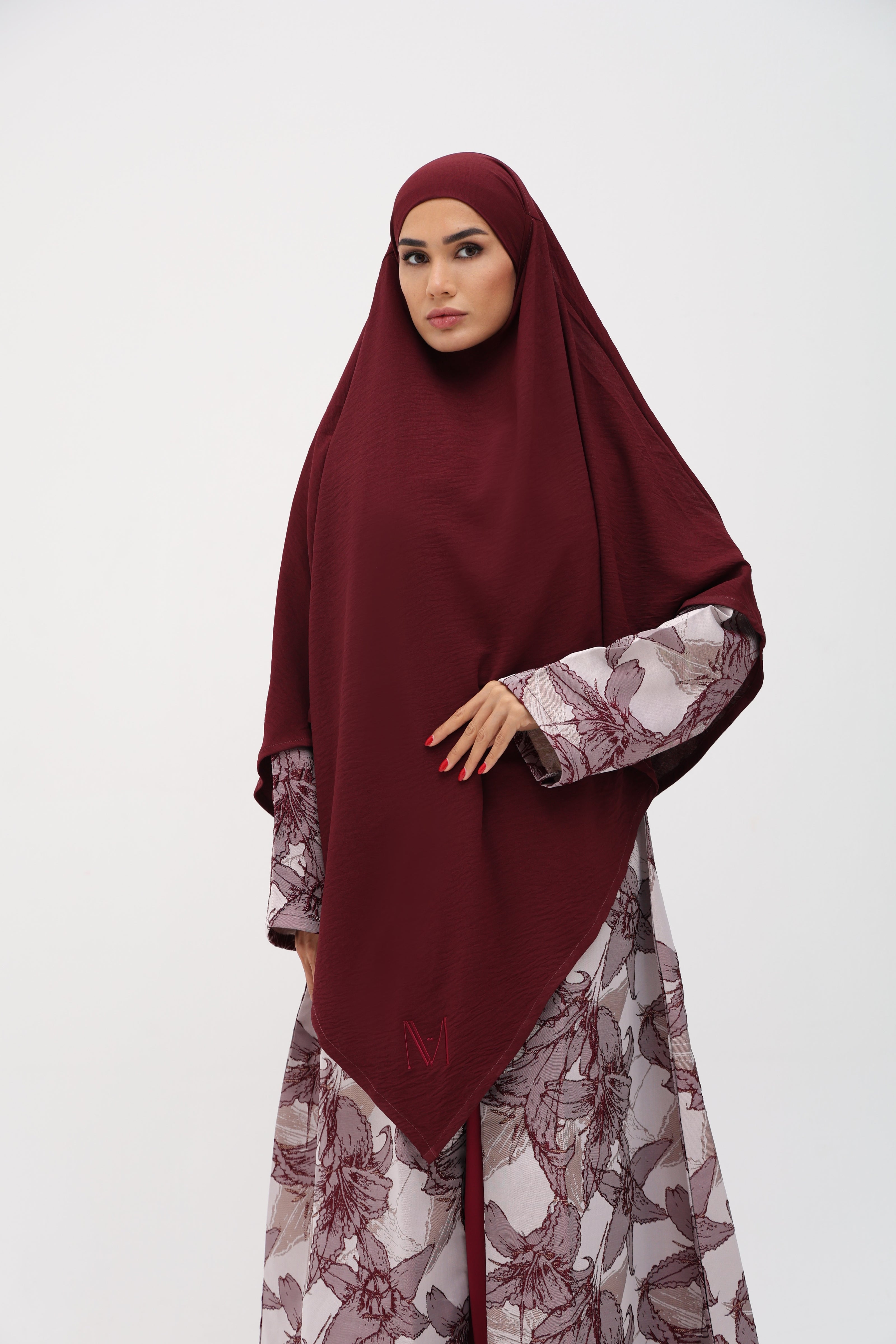 Abaya Zahra rouge bordeaux