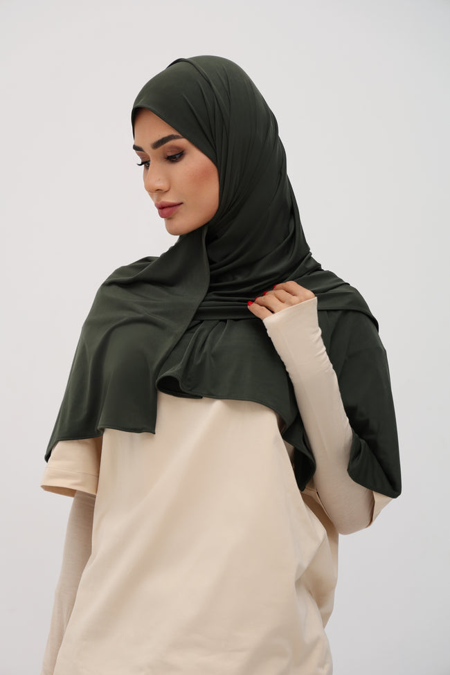 Hijab Jersey Premium vert kaki